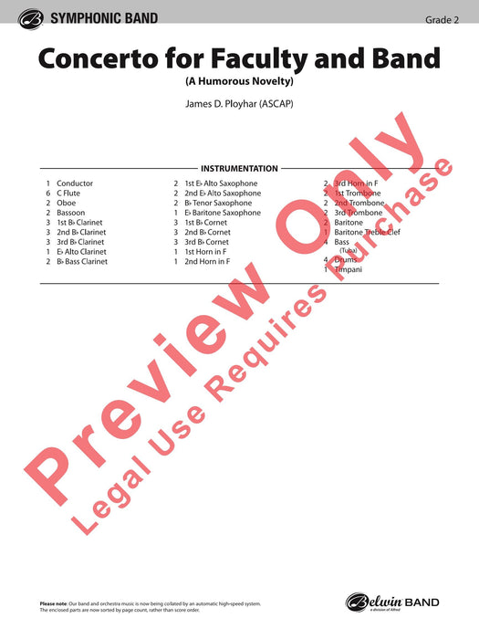 Concerto for Faculty and Band 協奏曲 總譜 | 小雅音樂 Hsiaoya Music