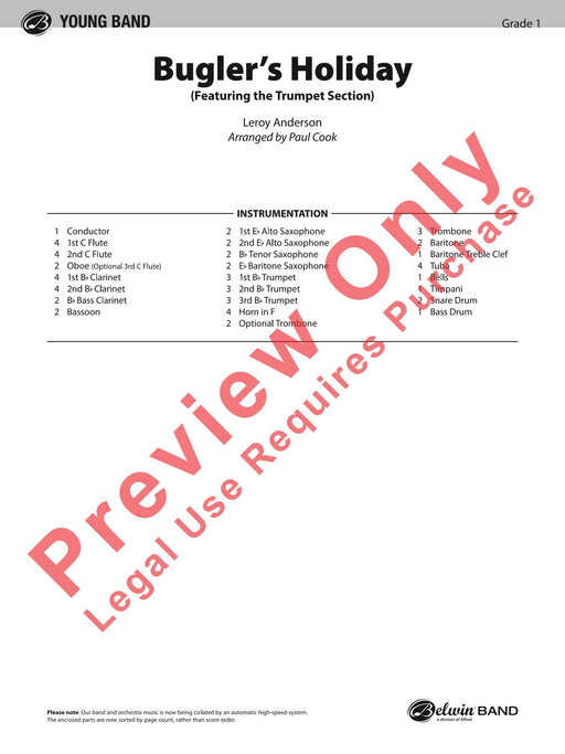 Bugler's Holiday Trumpet Section Feature 小號樂節 總譜 | 小雅音樂 Hsiaoya Music