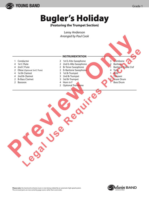 Bugler's Holiday Trumpet Section Feature 小號樂節 總譜 | 小雅音樂 Hsiaoya Music