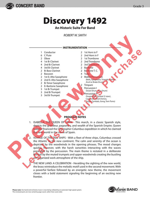 Discovery 1492 An Historic Suite for Band 組曲 總譜 | 小雅音樂 Hsiaoya Music