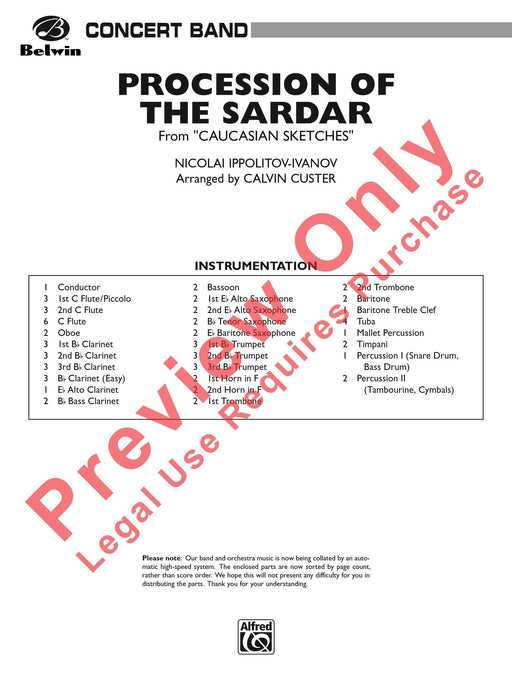 Procession of the Sardar (from Caucasian Sketches) 高加索素描 總譜 | 小雅音樂 Hsiaoya Music