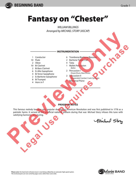 Fantasy on "Chester" 幻想曲 總譜 | 小雅音樂 Hsiaoya Music