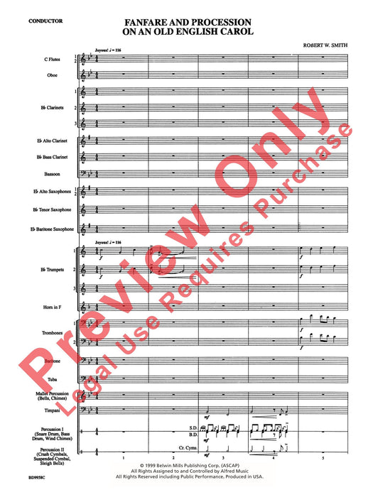 Fanfare and Processional on an Old English Carol 號曲 耶誕頌歌 總譜 | 小雅音樂 Hsiaoya Music