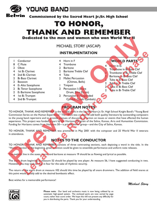 To Honor, Thank and Remember 總譜 | 小雅音樂 Hsiaoya Music