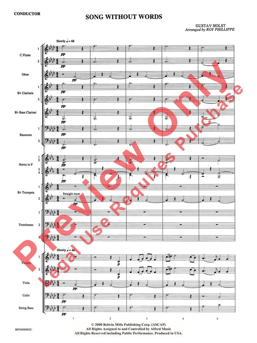 Song without Words 霍爾斯特,古斯塔夫 無言歌 總譜 | 小雅音樂 Hsiaoya Music