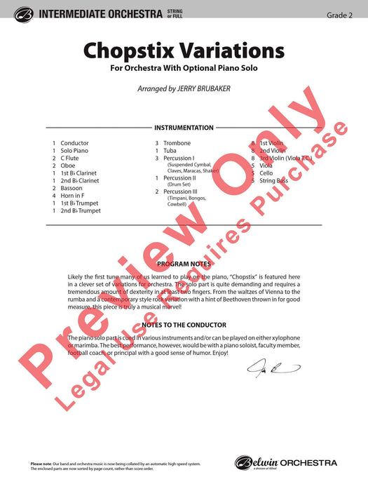 Chopstix Variations (with Opt. Piano Solo) 詠唱調 鋼琴 獨奏 總譜 | 小雅音樂 Hsiaoya Music
