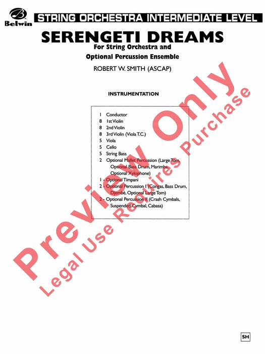 Serengeti Dreams (with Opt. Percussion Ensemble) 擊樂器 總譜 | 小雅音樂 Hsiaoya Music