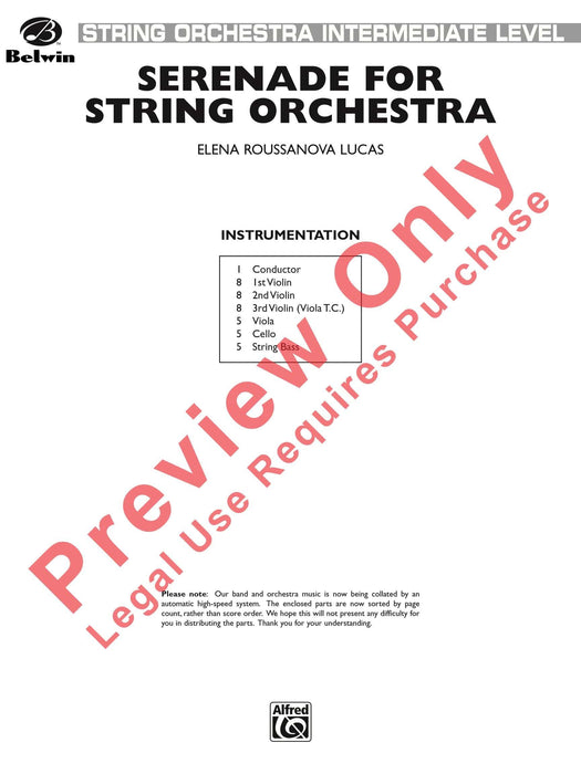 Serenade for String Orchestra 小夜曲 弦樂團 總譜 | 小雅音樂 Hsiaoya Music