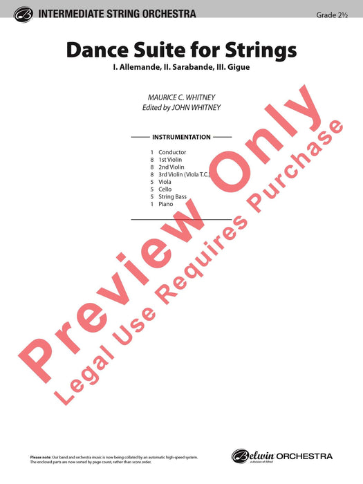 Dance Suite for Strings (I. Allemande, II. Sarabande, III. Gigue) 舞蹈組曲 弦樂 阿勒芒德薩拉班德 基格 總譜 | 小雅音樂 Hsiaoya Music