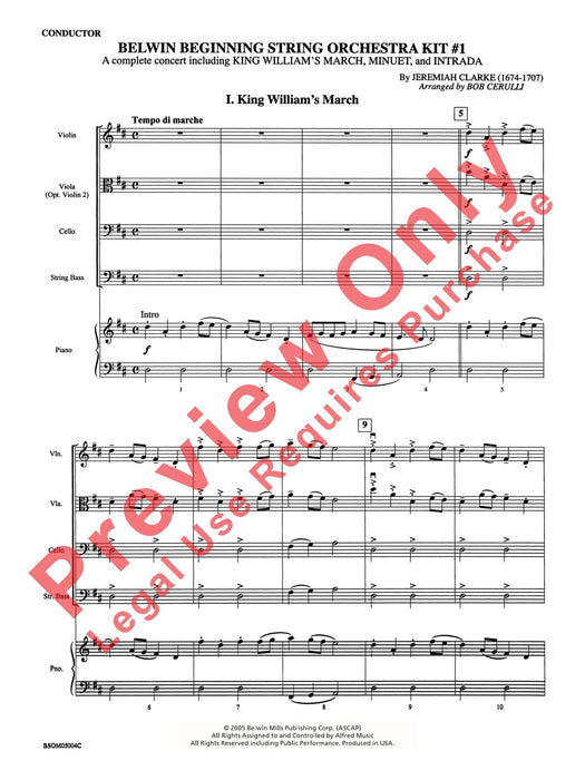 Belwin Beginning String Orchestra Kit #1 Featuring: King William's March / Minuet / Intrada 弦樂團 進行曲小步舞曲 總譜 | 小雅音樂 Hsiaoya Music
