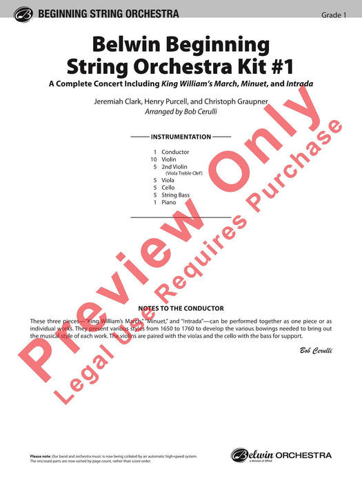 Belwin Beginning String Orchestra Kit #1 Featuring: King William's March / Minuet / Intrada 弦樂團 進行曲小步舞曲 | 小雅音樂 Hsiaoya Music