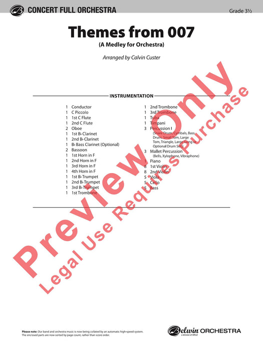 Themes from 007 A Medley for Orchestra 組合曲 管弦樂團 總譜 | 小雅音樂 Hsiaoya Music