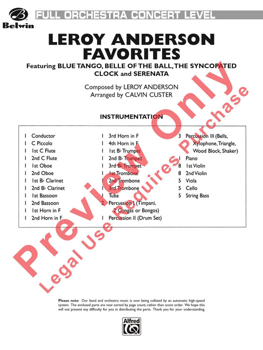 Leroy Anderson Favorites 總譜 | 小雅音樂 Hsiaoya Music