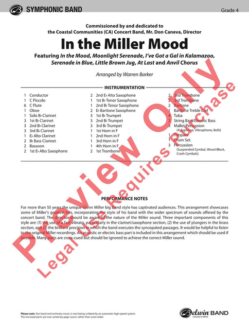 In the Miller Mood Featuring: In the Mood / Moonlight Serenade / I've Got a Gal in Kalamazoo / Serenade in Blue / Little Brown Jug / At Last / Anvil Chorus 小夜曲 小夜曲 合唱 總譜 | 小雅音樂 Hsiaoya Music