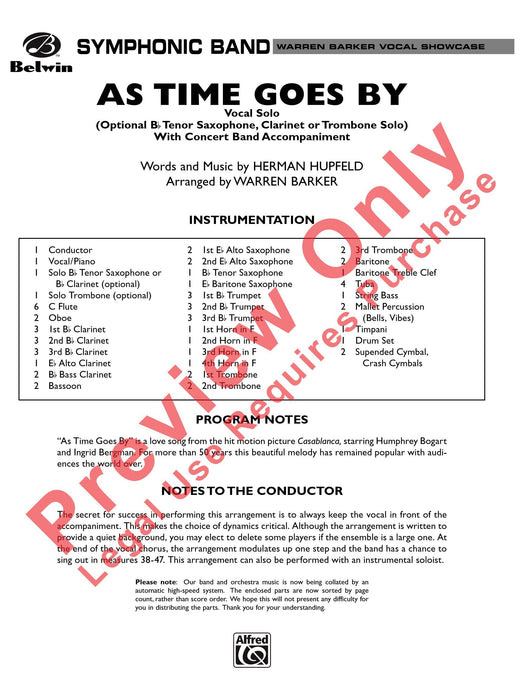 As Time Goes By Tenor Saxophone, Clarinet, Trombone or Vocal Solo 薩氏管 豎笛 長號 獨奏 總譜 | 小雅音樂 Hsiaoya Music