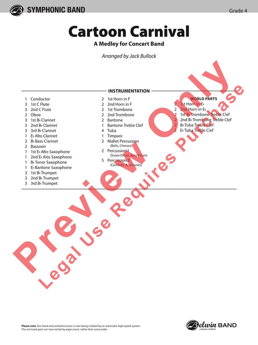 Cartoon Carnival A Medley for Concert Band 組合曲 室內管樂團 總譜 | 小雅音樂 Hsiaoya Music