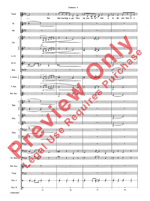 Star Dust Vocal Solo (Optional E-Flat Alto Saxophone or B-Flat Clarinet or B-Flat Trumpet) with Concert Band Acc. 獨奏 中音薩氏管 豎笛 小號 室內管樂團 總譜 | 小雅音樂 Hsiaoya Music