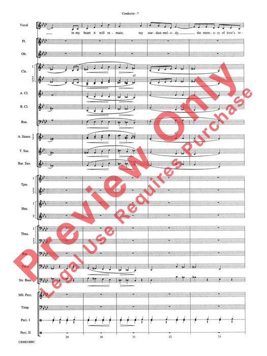 Star Dust Vocal Solo (Optional E-Flat Alto Saxophone or B-Flat Clarinet or B-Flat Trumpet) with Concert Band Acc. 獨奏 中音薩氏管 豎笛 小號 室內管樂團 總譜 | 小雅音樂 Hsiaoya Music
