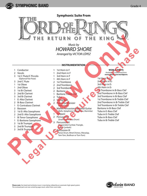 The Lord of the Rings: The Return of the King, Symphonic Suite from 交響組曲 總譜 | 小雅音樂 Hsiaoya Music