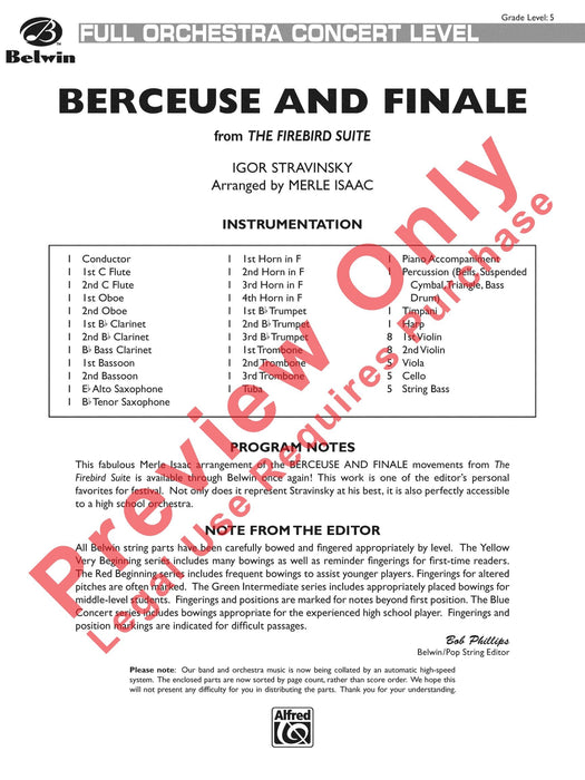 Berceuse & Finale 斯特拉溫斯基伊果 搖籃曲 終曲 總譜 | 小雅音樂 Hsiaoya Music