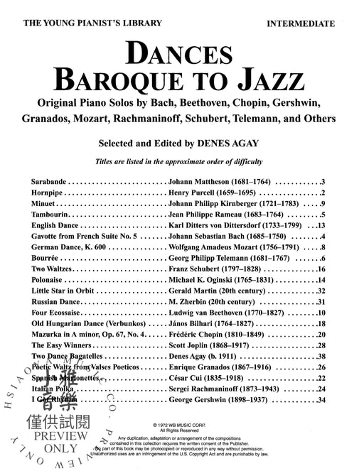 The Young Pianist's Library: Dances -- Baroque to Jazz, Book 13C Original Piano Solos by Bach, Beethoven, Chopin, Gershwin, Granados, Mozart, Rachmaninoff, Schubert, Telemann, and Others 舞曲巴洛克爵士音樂 鋼琴 獨奏 | 小雅音樂 Hsiaoya Music