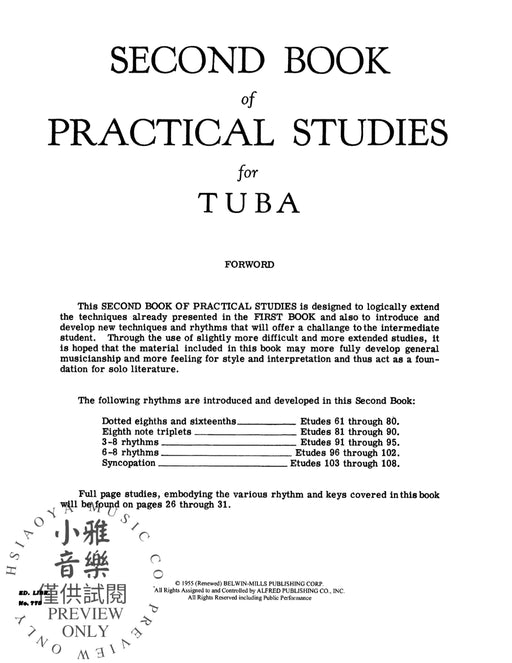 Practical Studies for Tuba, Book II 低音號 | 小雅音樂 Hsiaoya Music