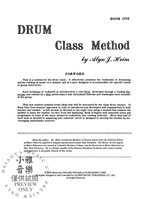 Drum Class Method, Volume I Effectively Presenting the Rudiments of Drumming and the Reading of Music 鼓 | 小雅音樂 Hsiaoya Music
