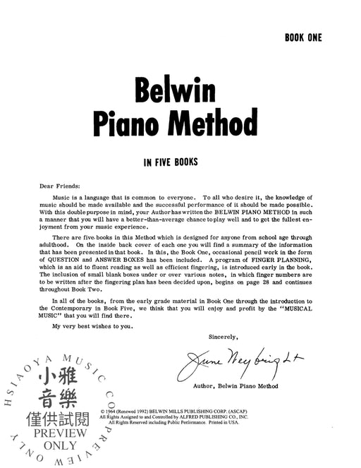 Belwin Piano Method, Book 1 鋼琴 | 小雅音樂 Hsiaoya Music