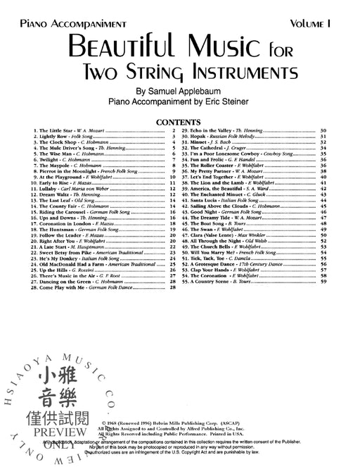 Beautiful Music for Two String Instruments, Book I 弦樂 | 小雅音樂 Hsiaoya Music