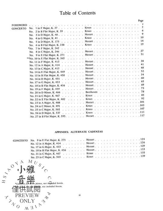 The Complete Original Cadenzas to the Piano Concertos 莫札特 裝飾樂段 鋼琴 協奏曲 | 小雅音樂 Hsiaoya Music