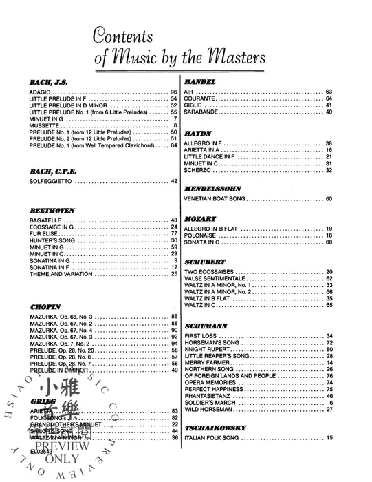 Music by the Masters Bach, Beethoven, Chopin, Grieg, Handel, Haydn, Schubert, and More | 小雅音樂 Hsiaoya Music