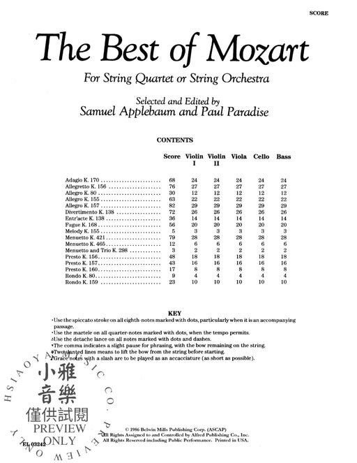 The Best of Mozart For String Quartet or String Orchestra 莫札特 弦樂四重奏弦樂團 | 小雅音樂 Hsiaoya Music