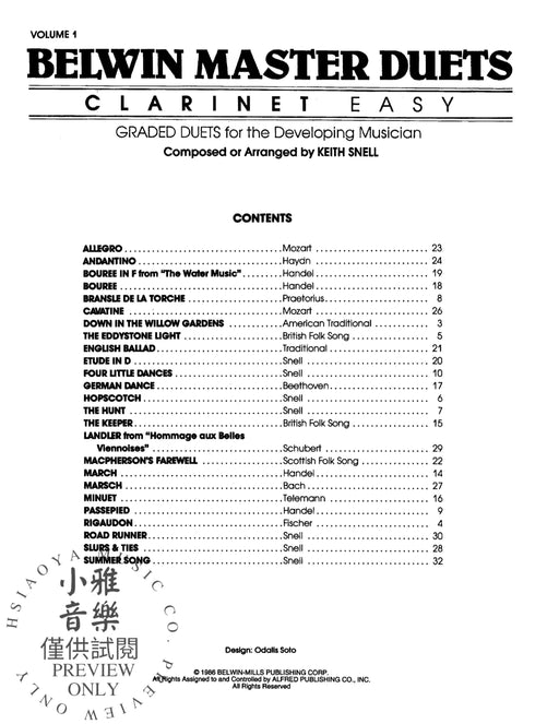 Belwin Master Duets (Clarinet), Easy Volume 1 二重奏 豎笛 | 小雅音樂 Hsiaoya Music
