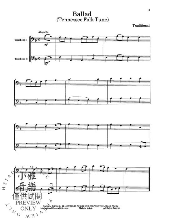 Belwin Master Duets (Trombone), Easy Volume 1 二重奏 長號 | 小雅音樂 Hsiaoya Music