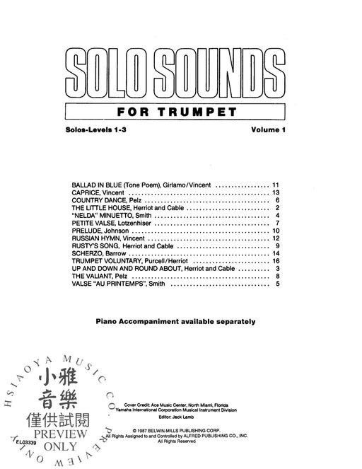 Solo Sounds for Trumpet, Volume I, Levels 1-3 獨奏 小號 | 小雅音樂 Hsiaoya Music