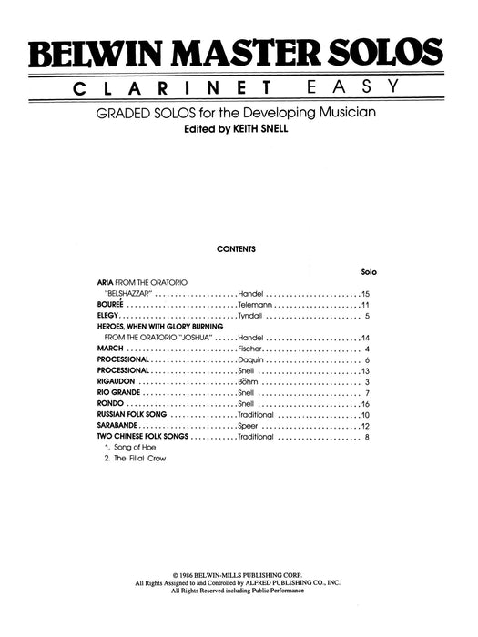 Belwin Master Solos, Volume 1 (Clarinet) 獨奏 豎笛 | 小雅音樂 Hsiaoya Music