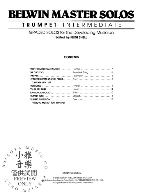 Belwin Master Solos, Volume 1 (Trumpet) 獨奏 小號 | 小雅音樂 Hsiaoya Music