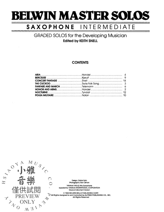 Belwin Master Solos, Volume 1 (Alto Saxophone) 獨奏 中音薩氏管 | 小雅音樂 Hsiaoya Music