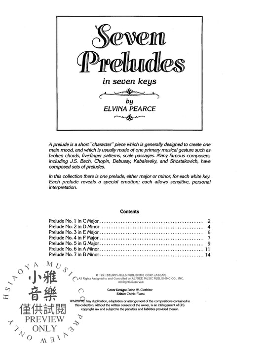Seven Preludes in Seven Keys, Book 1 前奏曲 | 小雅音樂 Hsiaoya Music