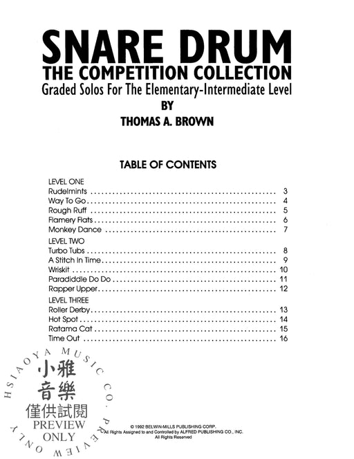 Snare Drum: The Competition Collection Graded Solos for the Elementary-Intermediate Level 鼓 獨奏 | 小雅音樂 Hsiaoya Music