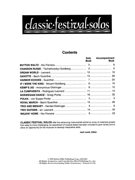 Classic Festival Solos (B-flat Bass Clarinet), Volume 1 Solo Book 獨奏 低音單簧管 獨奏 | 小雅音樂 Hsiaoya Music