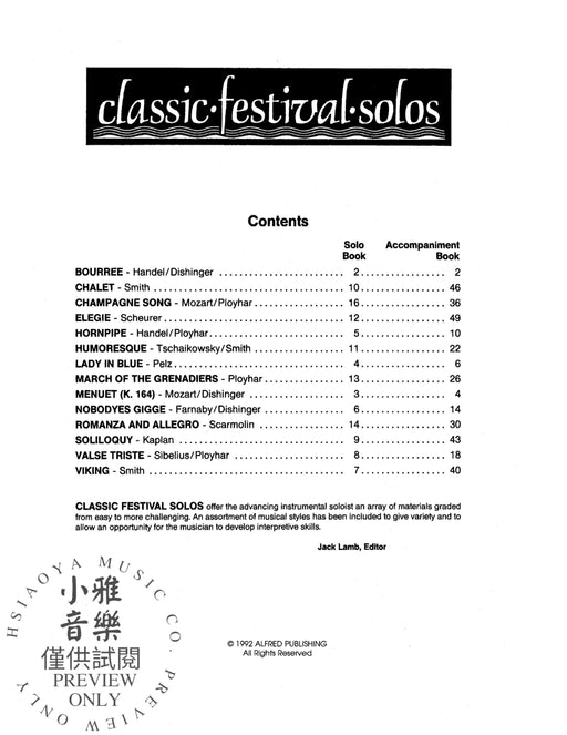 Classic Festival Solos (Horn in F), Volume 1 Solo Book 獨奏法國號 獨奏 | 小雅音樂 Hsiaoya Music