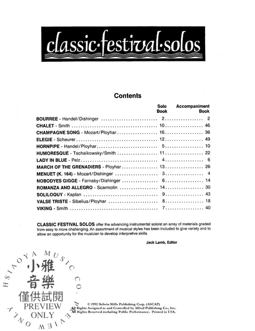 Classic Festival Solos (Horn in F), Volume 1 Piano Acc. 獨奏法國號 鋼琴 | 小雅音樂 Hsiaoya Music