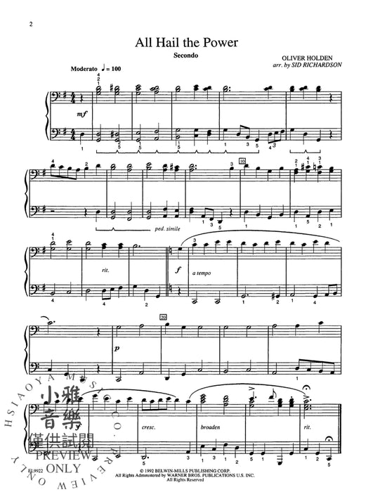 Hymn Duets with a Patriotic Medley for Solo Piano 讚美歌二重奏 三重奏 組合曲 獨奏 鋼琴 | 小雅音樂 Hsiaoya Music