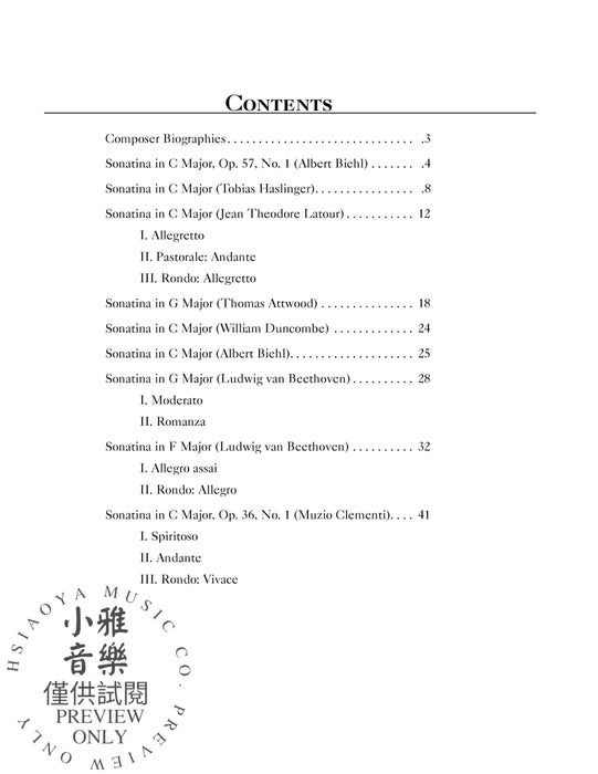 Sonatinas, Volume I Early Intermediate Piano Solos by Master Composers 小奏鳴曲 鋼琴 獨奏 | 小雅音樂 Hsiaoya Music