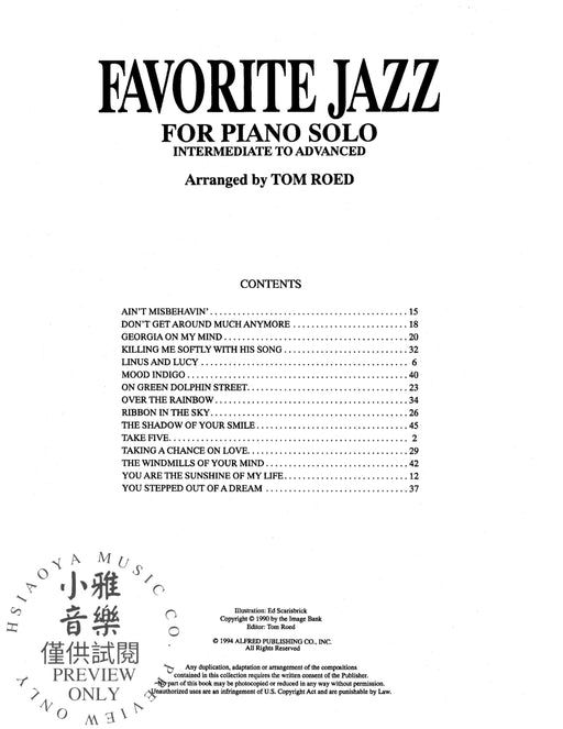 Favorite Jazz for Piano Solo Intermediate to Advanced 爵士音樂 鋼琴 獨奏 | 小雅音樂 Hsiaoya Music