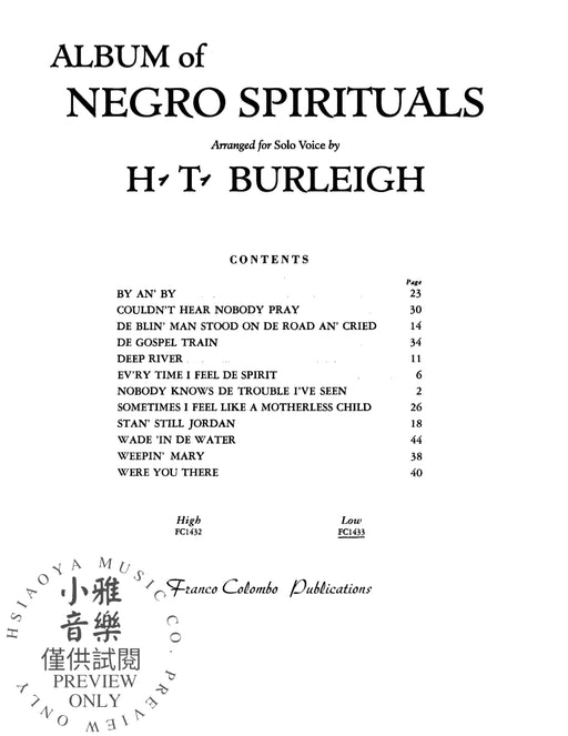 Album of Negro Spirituals 黑人靈歌 | 小雅音樂 Hsiaoya Music