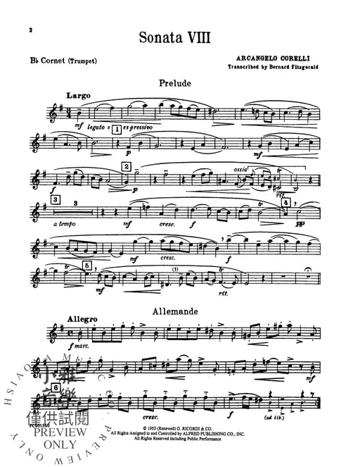 Sonata VIII 柯雷里阿爾坎傑羅 奏鳴曲 | 小雅音樂 Hsiaoya Music