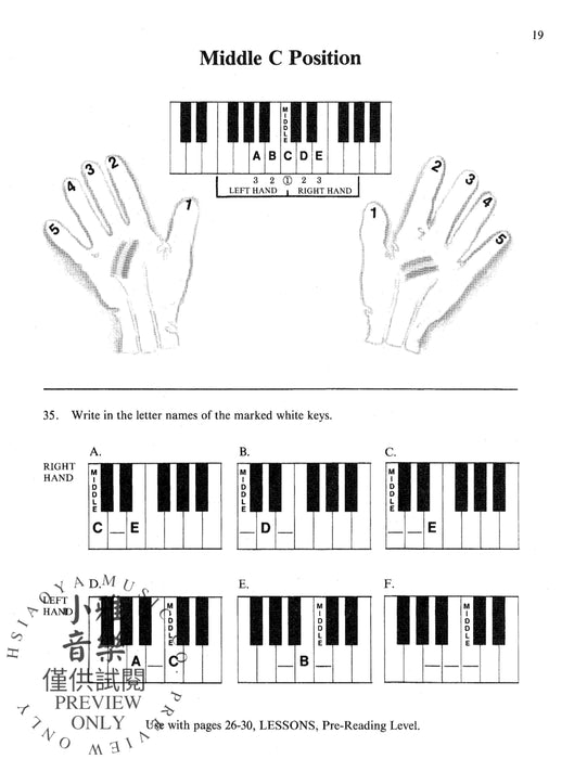 David Carr Glover Method for Piano: Theory, Pre-Reading 鋼琴 | 小雅音樂 Hsiaoya Music
