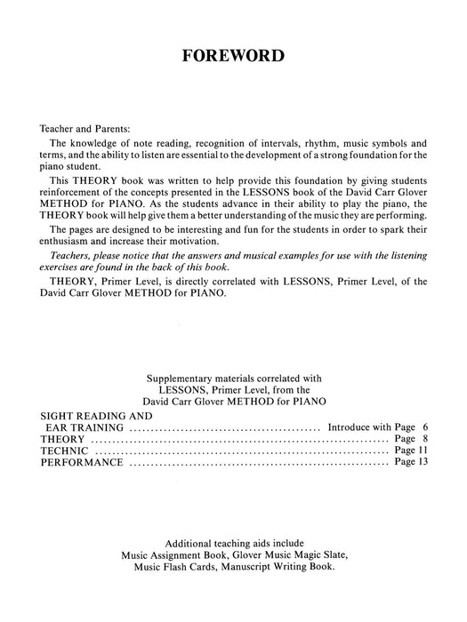 David Carr Glover Method for Piano: Theory, Primer 鋼琴 | 小雅音樂 Hsiaoya Music